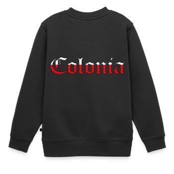"Colonia" rouge-blanc [Old English Text MT] - Sweat Premium enfant bio - noir - Dos - AI Model Kid Female (0cm)