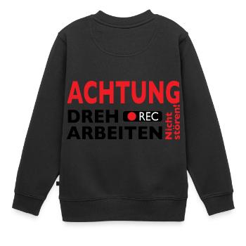 Achtung Dreharbeiten - Nicht stören! - Kinder Premium Organic Sweatshirt - Schwarz - Hinten - AI Model Kid Female (0cm)
