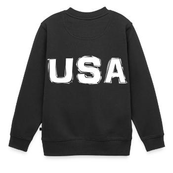 Etats-Unis - Sweat Premium enfant bio - noir - Dos - AI Model Kid Female (0cm)