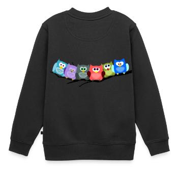 Cooles buntes Eulen Motiv - Kinder Premium Organic Sweatshirt - Schwarz - Hinten - AI Model Kid Female (0cm)
