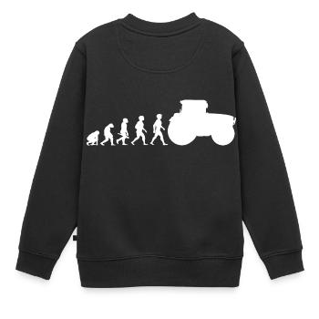 Evolution tracteur tracteur tracteurs - Sweat Premium enfant bio - noir - Dos - AI Model Kid Female (0cm)