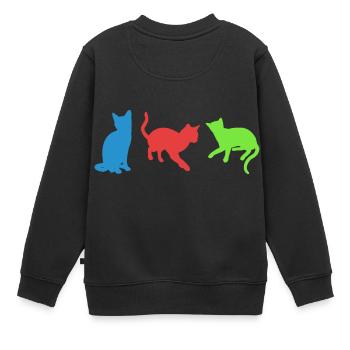 chats - Sweat Premium enfant bio - noir - Dos - AI Model Kid Female (0cm)