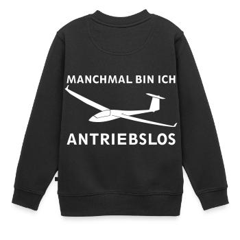 Antriebslos Pilot Segelflieger lustig neu Geschenk - Kinder Premium Organic Sweatshirt - Schwarz - Hinten - AI Model Kid Female (0cm)