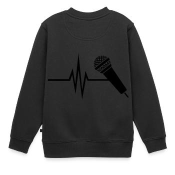 Mon cœur bat pour Voix - Musique Chant Micro - Sweat Premium enfant bio - noir - Dos - AI Model Kid Female (0cm)