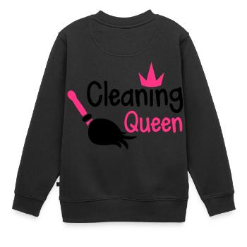 nettoyage reine avec un balai et une couronne - Sweat Premium enfant bio - noir - Dos - AI Model Kid Female (0cm)