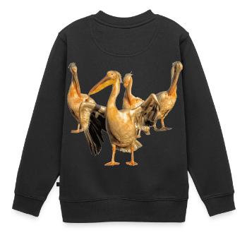 Quatre pélicans roses dans un groupe - Sweat Premium enfant bio - noir - Dos - AI Model Kid Female (0cm)