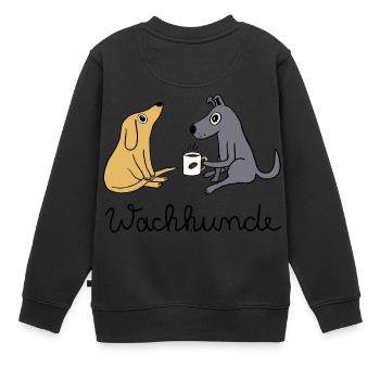 Wachhunde - Nur wach mit Kaffee - Kinder Premium Organic Sweatshirt - Schwarz - Hinten - AI Model Kid Female (0cm)