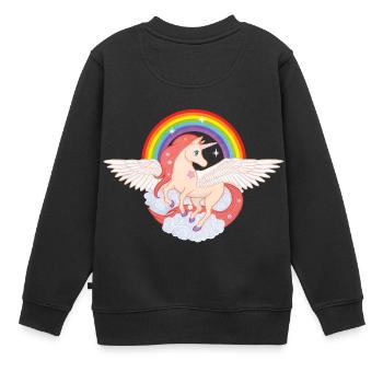 Pegasus Einhorn 01 - Kinder Premium Organic Sweatshirt - Schwarz - Hinten - AI Model Kid Female (0cm)
