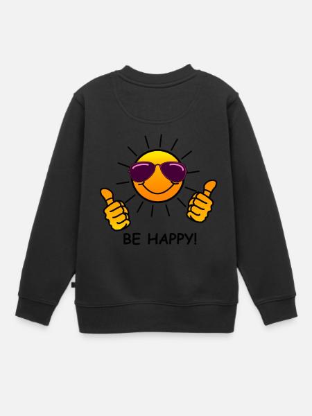 be happy, soleil - Sweat Premium enfant bio - noir