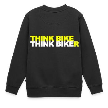 Think Bike Think Biker - Kids Premium Organic Sweatshirt - black - Back - AI Model Kid Female (0cm)