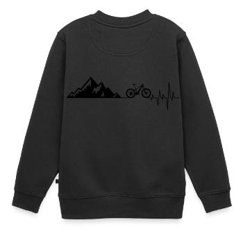 Herzschlag Berge Fahrrad - Kinder Premium Organic Sweatshirt - Schwarz - Hinten - AI Model Kid Female (0cm)