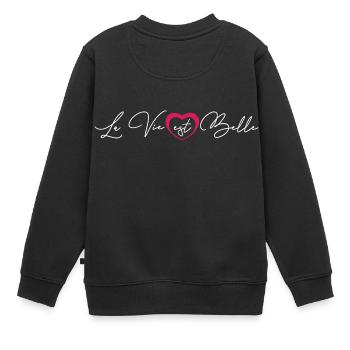 Sammlung Das Leben ist schön - Kinder Premium Organic Sweatshirt - Schwarz - Hinten - AI Model Kid Female (0cm)