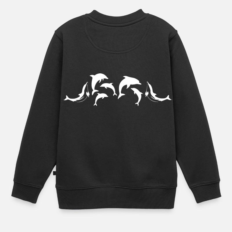 Dolphin Delfin - Kinder Premium Organic Sweatshirt - Schwarz