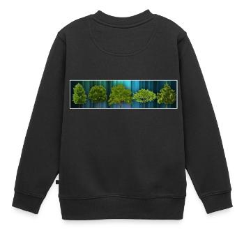 différents arbres - Sweat Premium enfant bio - noir - Dos - AI Model Kid Female (0cm)