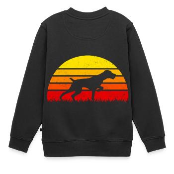 Drahtharr Jagdhund Sonnenuntergang Hunde - Kinder Premium Organic Sweatshirt - Schwarz - Hinten - AI Model Kid Female (0cm)