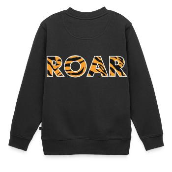 ROAR roar lettering tiger pattern stripes - Kids Premium Organic Sweatshirt - black - Back - AI Model Kid Female (0cm)