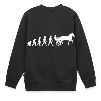 Evolution Trabrennsport Pferderennsport Pferde - Kinder Premium Organic Sweatshirt - Schwarz - Hinten - AI Model Kid Female (0cm)