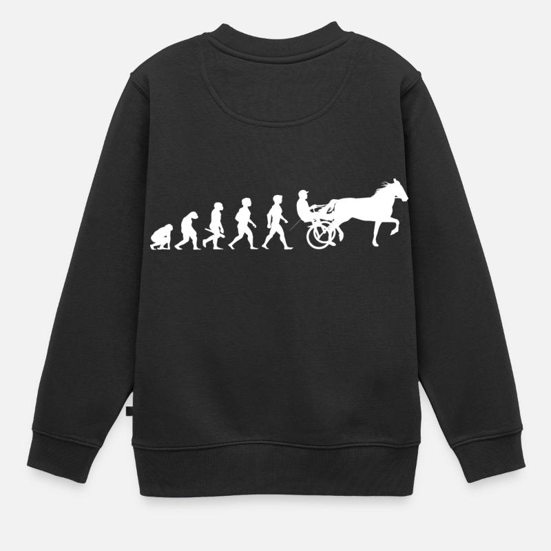 Evolution trot racing chevaux de course de chevaux - Sweat Premium enfant bio - noir