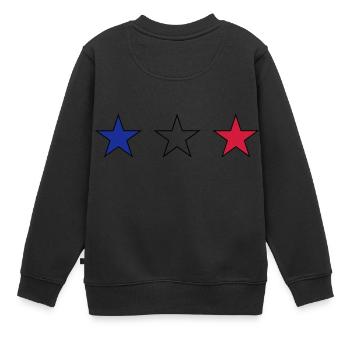 France trois étoiles en bleu-blanc-rouge - Sweat Premium enfant bio - noir - Dos - AI Model Kid Female (0cm)