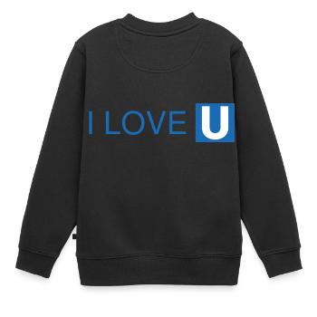 I Love U-Bahn Blau Geschenkidee - Kinder Premium Organic Sweatshirt - Schwarz - Hinten - AI Model Kid Female (0cm)