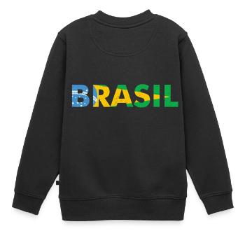 Brasilien Flaggendesign in Nationalfarben - Kinder Premium Organic Sweatshirt - Schwarz - Hinten - AI Model Kid Female (0cm)