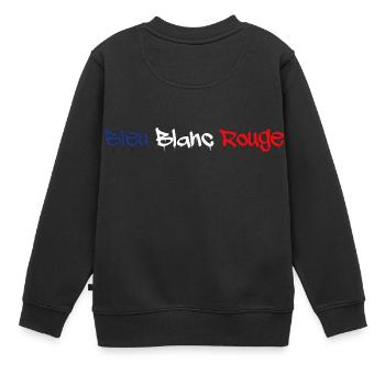 BLAU WEISS ROT TAGG - Kinder Premium Organic Sweatshirt - Schwarz - Hinten - AI Model Kid Female (0cm)