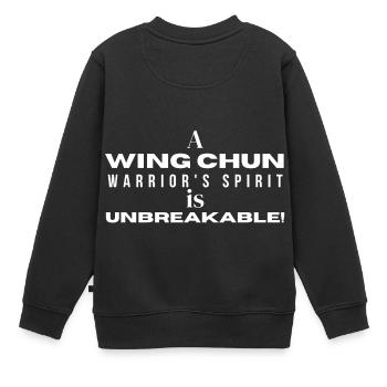 Der Geist des Wing Chun-Jägers ist unzerstörbar - Kinder Premium Organic Sweatshirt - Schwarz - Hinten - AI Model Kid Female (0cm)
