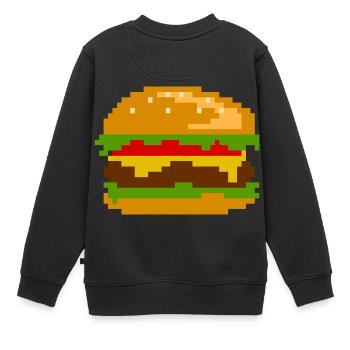 Pixel Burger - Design Nerd Fast Food - Sweat Premium enfant bio - noir - Dos - AI Model Kid Female (0cm)