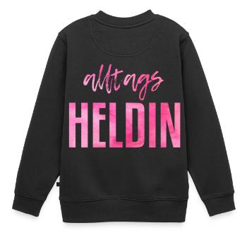 Alltags Heldin - Kinder Premium Organic Sweatshirt - Schwarz - Hinten - AI Model Kid Female (0cm)