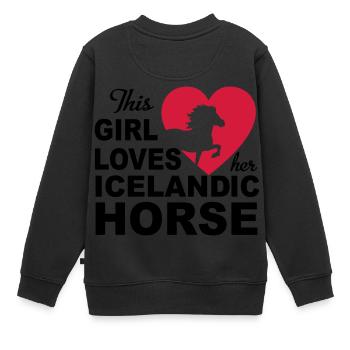 Islandpferd - Kinder Premium Organic Sweatshirt - Schwarz - Hinten - AI Model Kid Female (0cm)