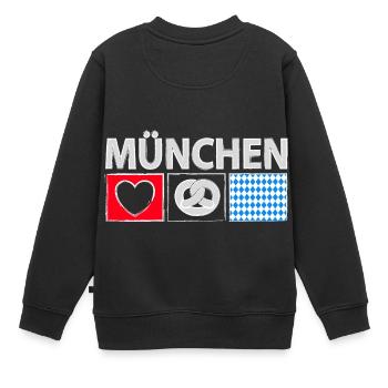 München mit Herz - Kinder Premium Organic Sweatshirt - Schwarz - Hinten - AI Model Kid Female (0cm)