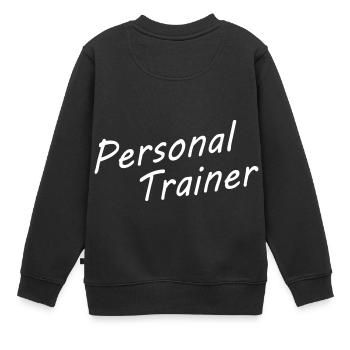 personal trainer blue - Sweat Premium enfant bio - noir - Dos - AI Model Kid Female (0cm)