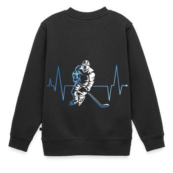 Battements de coeur Hockey hockey sports d’hiver - Sweat Premium enfant bio - noir - Dos - AI Model Kid Female (0cm)