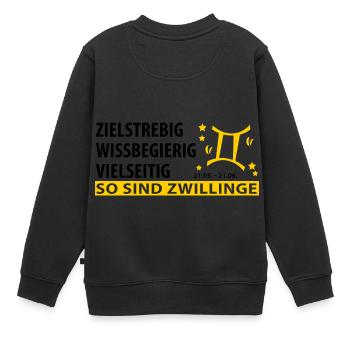 Sternzeichen Zwilling - Eigenschaften - Kinder Premium Organic Sweatshirt - Schwarz - Hinten - AI Model Kid Female (0cm)