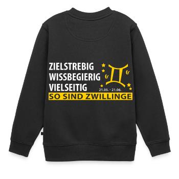 Sternzeichen Zwilling - Eigenschaften - Kinder Premium Organic Sweatshirt - Schwarz - Hinten - AI Model Kid Female (0cm)