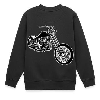 Chopper / Bobber Motorrad 01_schwarz weiß - Kinder Premium Organic Sweatshirt - Schwarz - Hinten - AI Model Kid Female (0cm)