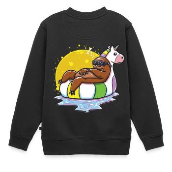 Paresseux été cadeau drôle anniversaire licorne - Sweat Premium enfant bio - noir - Dos - AI Model Kid Female (0cm)