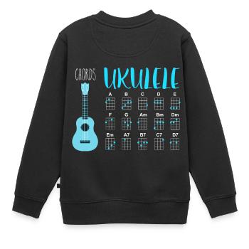 UKULELE CHORDS - Kinder Premium Organic Sweatshirt - Schwarz - Hinten - AI Model Kid Female (0cm)