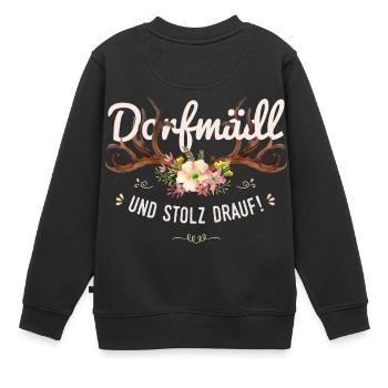 Dorfmädl Dorfkind Hirsch Geweih Blumen Dorf Spruch - Kinder Premium Organic Sweatshirt - Schwarz - Hinten - AI Model Kid Female (0cm)