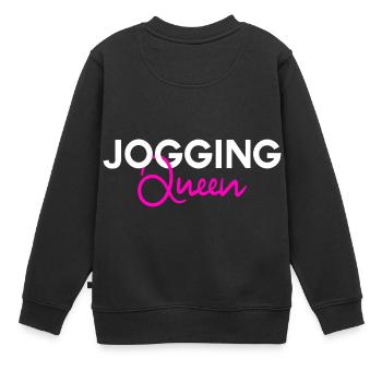 Jogging Queen - Kinder Premium Organic Sweatshirt - Schwarz - Hinten - AI Model Kid Female (0cm)