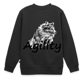 Agility - Kinder Premium Organic Sweatshirt - Schwarz - Hinten - AI Model Kid Female (0cm)