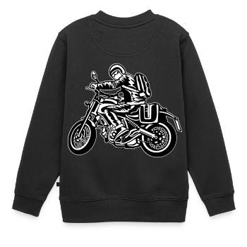 Motorrad Touring / Motorcycle 01_schwarz weiß - Kinder Premium Organic Sweatshirt - Schwarz - Hinten - AI Model Kid Female (0cm)