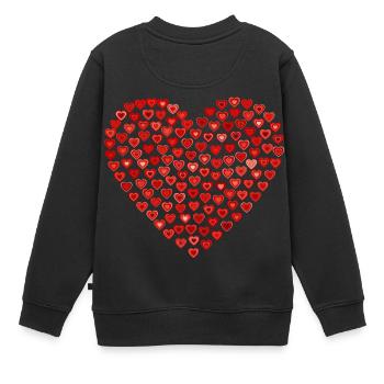 Rotes Herz aus kleinen Herzchen - Kinder Premium Organic Sweatshirt - Schwarz - Hinten - AI Model Kid Female (0cm)