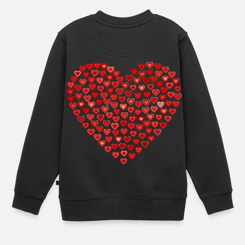 coeur rouge en petits coeurs - Sweat Premium enfant bio - noir