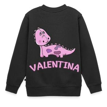 Dinosaurier lustig Kind Valentina Geschenk Geburts - Kinder Premium Organic Sweatshirt - Schwarz - Hinten - AI Model Kid Female (0cm)
