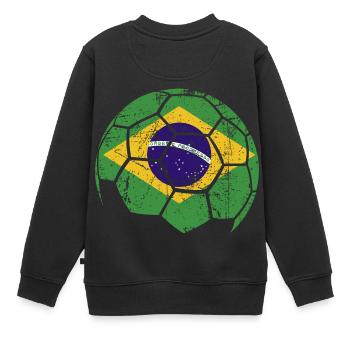 Brazil Soccer Ball Fußball - Kinder Premium Organic Sweatshirt - Schwarz - Hinten - AI Model Kid Female (0cm)