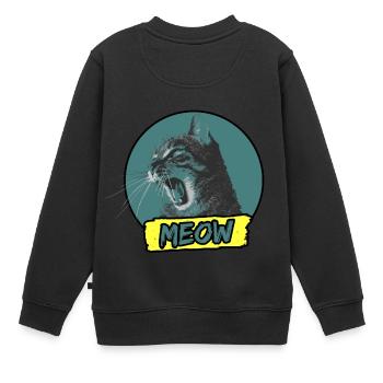 Chat meow Cat - Sweat Premium enfant bio - noir - Dos - AI Model Kid Female (0cm)