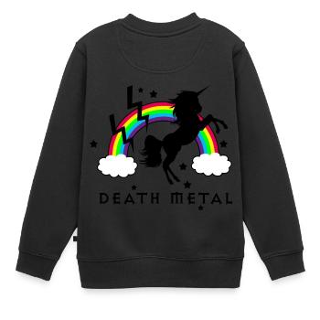 Death Metal Einhorn - Kinder Premium Organic Sweatshirt - Schwarz - Hinten - AI Model Kid Female (0cm)