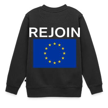 Erneuter EU White Text - Kinder Premium Organic Sweatshirt - Schwarz - Hinten - AI Model Kid Female (0cm)