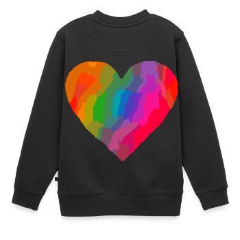herz bunt - Kinder Premium Organic Sweatshirt - Schwarz - Hinten - AI Model Kid Female (0cm)